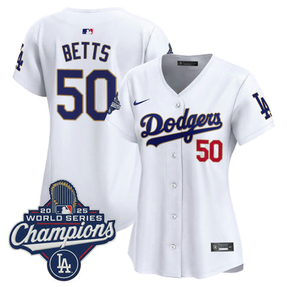 Camisa MLB Women’s 2025 World Series Champions Patch Dourada Trim Vapor Premier Limited Jersey