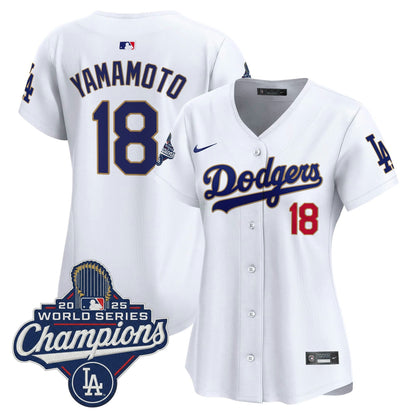 Camisa MLB Women’s 2025 World Series Champions Patch Dourada Trim Vapor Premier Limited Jersey