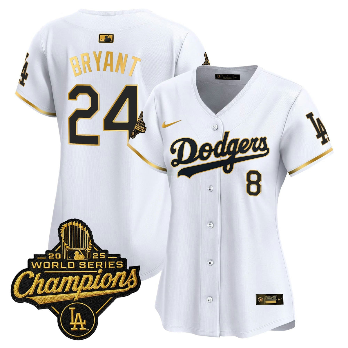 Camisa MLB Women’s 2025 World Series Champions Patch Dourada Trim Vapor Premier Limited Jersey