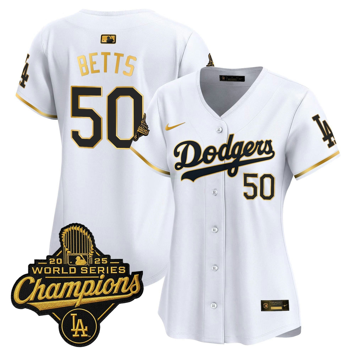 Camisa MLB Women’s 2025 World Series Champions Patch Dourada Trim Vapor Premier Limited Jersey