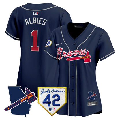 Camisa MLB Women’s Atlanta 2024 Robinson & Georgia Patch Vapor Premier Limited Jersey