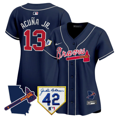 Camisa MLB Women’s Atlanta 2024 Robinson & Georgia Patch Vapor Premier Limited Jersey
