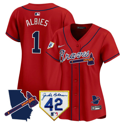 Camisa MLB Women’s Atlanta 2024 Robinson & Georgia Patch Vapor Premier Limited Jersey