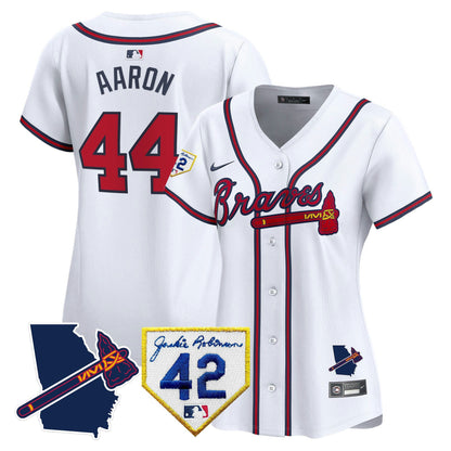Camisa MLB Women’s Atlanta 2024 Robinson & Georgia Patch Vapor Premier Limited Jersey