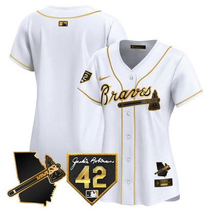 Camisa MLB Women’s Atlanta 2024 Robinson & Georgia Patch Vapor Premier Limited Jersey