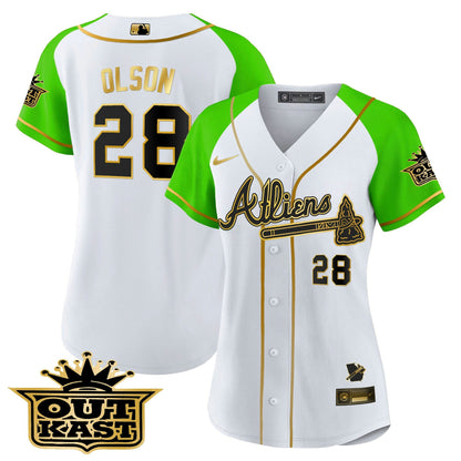 Camisa MLB Women’s Atlanta Atliens Gold Alternativa Jersey