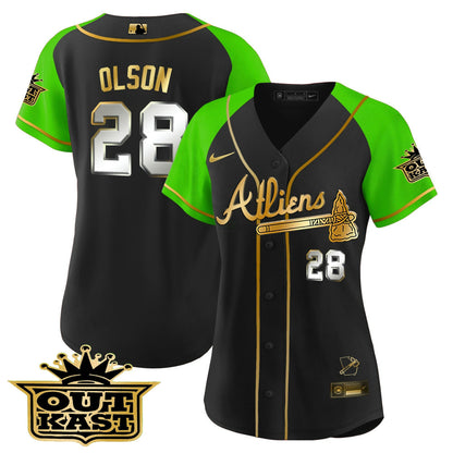 Camisa MLB Women’s Atlanta Atliens Gold Alternativa Jersey