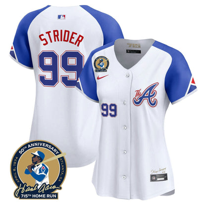 Camisa MLB Women’s Atlanta Hank Aaron 715th Home Run Patch Vapor Premier Limited Jersey