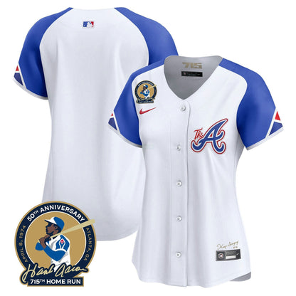 Camisa MLB Women’s Atlanta Hank Aaron 715th Home Run Patch Vapor Premier Limited Jersey