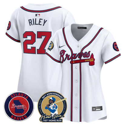Camisa MLB Women’s Atlanta Hank Aaron 715th Home Run Patch Vapor Premier Limited Jersey