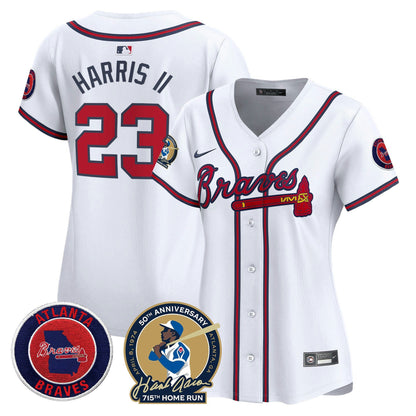 Camisa MLB Women’s Atlanta Hank Aaron 715th Home Run Patch Vapor Premier Limited Jersey
