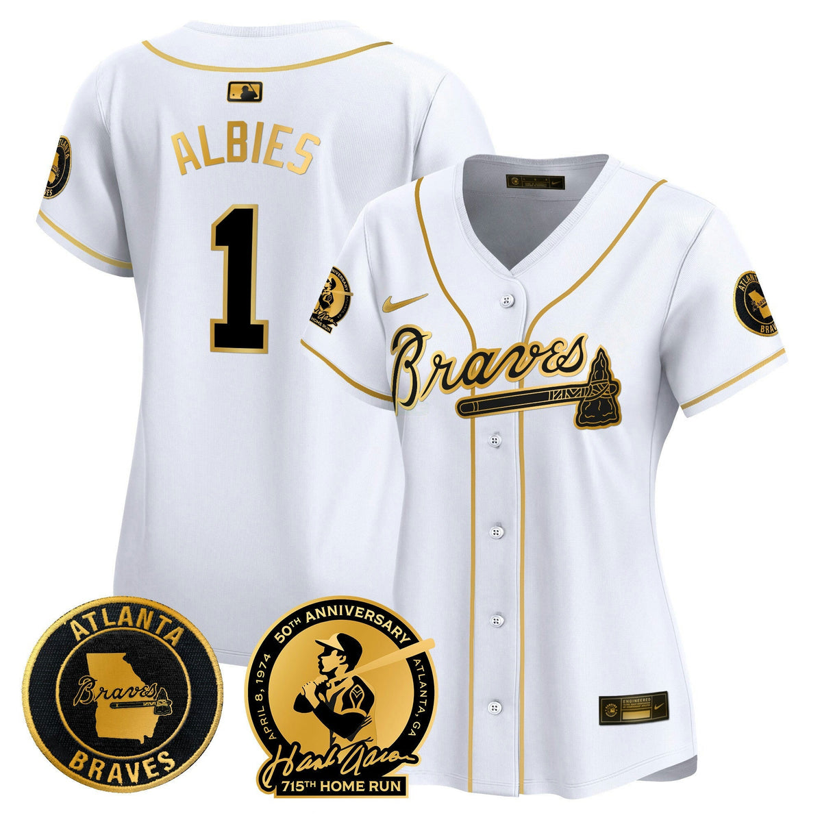 Camisa MLB Women’s Atlanta Hank Aaron 715th Home Run Patch Vapor Premier Limited Jersey