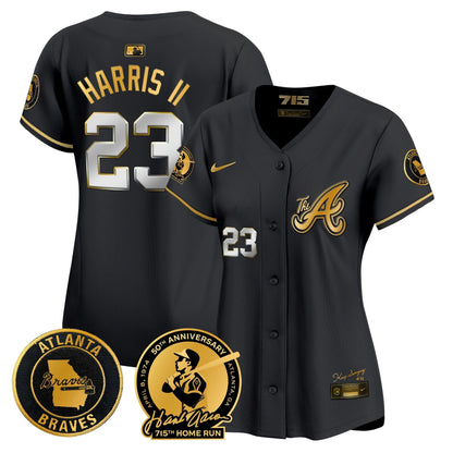 Camisa MLB Women’s Atlanta Hank Aaron 715th Home Run Patch Vapor Premier Limited Jersey V2