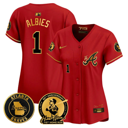 Camisa MLB Women’s Atlanta Hank Aaron 715th Home Run Patch Vapor Premier Limited Jersey V2