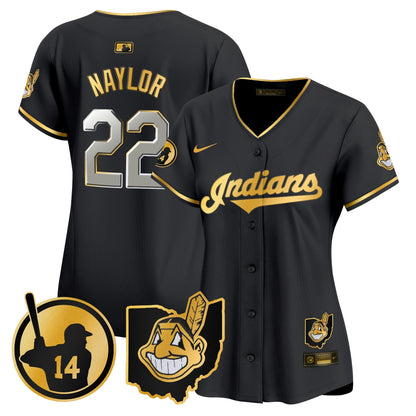 Camisa MLB Women’s Cleveland Indians Larry Doby Patch Vapor Premier Limited Jersey