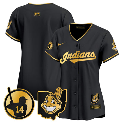 Camisa MLB Women’s Cleveland Indians Larry Doby Patch Vapor Premier Limited Jersey