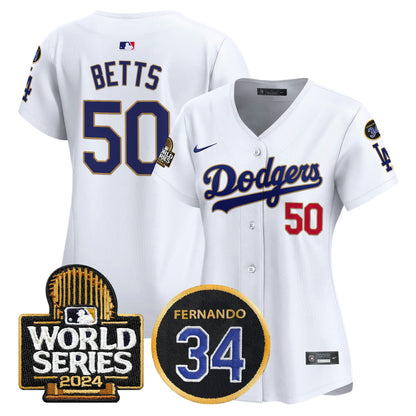 Camisa MLB Women’s Fernando Memorial & 2024 World Series Patch Vapor Premier Limited Jersey