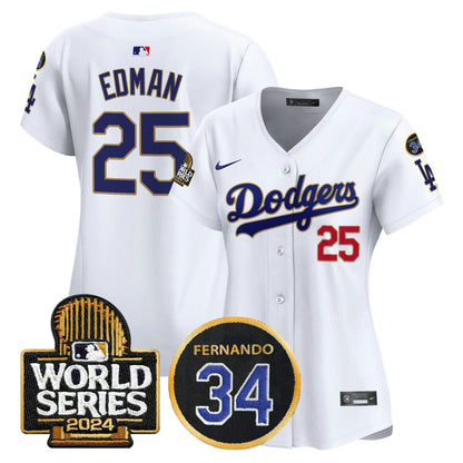 Camisa MLB Women’s Fernando Memorial & 2024 World Series Patch Vapor Premier Limited Jersey