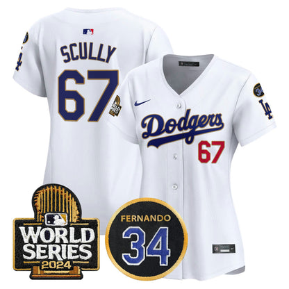Camisa MLB Women’s Fernando Memorial & 2024 World Series Patch Vapor Premier Limited Jersey