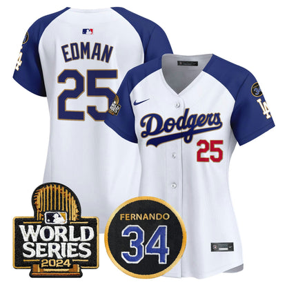 Camisa MLB Women’s Fernando Memorial & 2024 World Series Patch Vapor Premier Limited Jersey