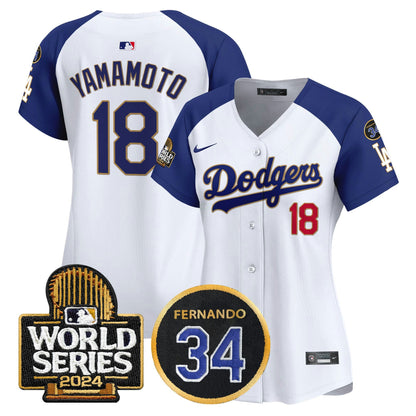 Camisa MLB Women’s Fernando Memorial & 2024 World Series Patch Vapor Premier Limited Jersey