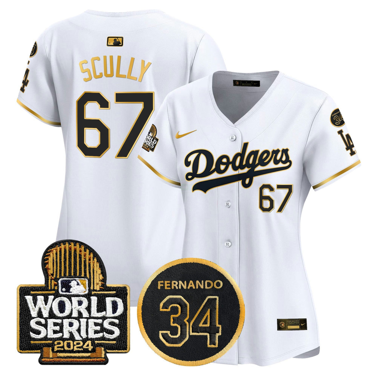 Camisa MLB Women’s Fernando Memorial & 2024 World Series Patch Vapor Premier Limited Jersey