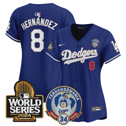 Camisa MLB Women’s Fernando Valenzuela & 2024 World Series Patch Vapor Premier Limited Jersey