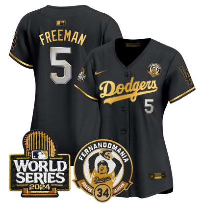 Camisa MLB Women’s Fernando Valenzuela & 2024 World Series Patch Vapor Premier Limited Jersey