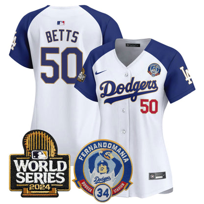 Camisa MLB Women’s Fernando Valenzuela & 2024 World Series Patch Vapor Premier Limited Jersey
