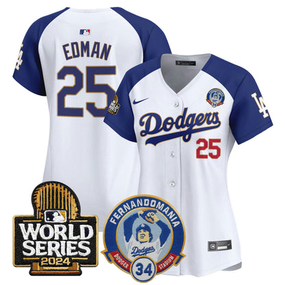 Camisa MLB Women’s Fernando Valenzuela & 2024 World Series Patch Vapor Premier Limited Jersey