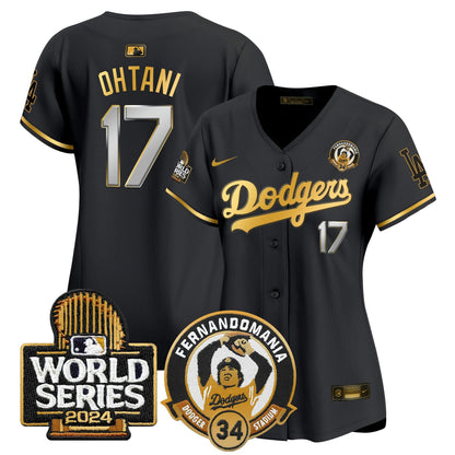 Camisa MLB Women’s Fernando Valenzuela & 2024 World Series Patch Vapor Premier Limited Jersey