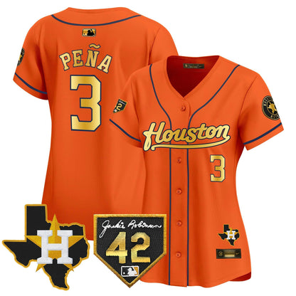Camisa MLB Women’s Houston 2024 Jackie Robinson Patch Vapor Premier Limited Jersey