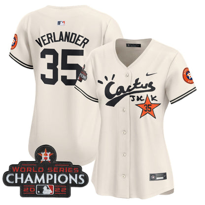 Camisa MLB Women’s Houston Cactus Jack Champions Patch Vapor Premier Limited Jersey
