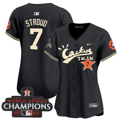 Camisa MLB Women’s Houston Cactus Jack Champions Patch Vapor Premier Limited Jersey