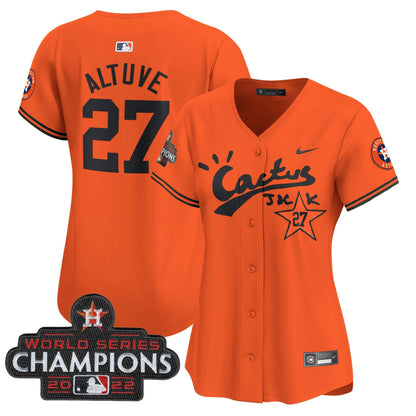 Camisa MLB Women’s Houston Cactus Jack Champions Patch Vapor Premier Limited Jersey