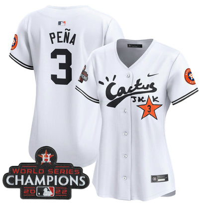 Camisa MLB Women’s Houston Cactus Jack Champions Patch Vapor Premier Limited Jersey
