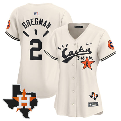 Camisa MLB Women’s Houston Cactus Jack Patch Vapor Premier Limited Jersey V10 – Stitched