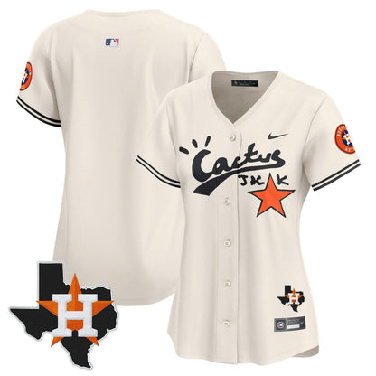 Camisa MLB Women’s Houston Cactus Jack Patch Vapor Premier Limited Jersey V10 – Stitched