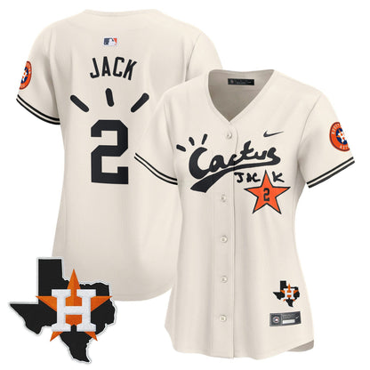 Camisa MLB Women’s Houston Cactus Jack Patch Vapor Premier Limited Jersey V10 – Stitched