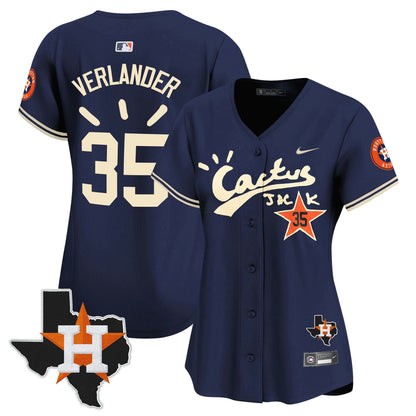 Camisa MLB Women’s Houston Cactus Jack Patch Vapor Premier Limited Jersey V10 – Stitched