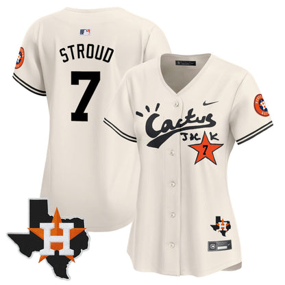Camisa MLB Women’s Houston Cactus Jack Patch Vapor Premier Limited Jersey V11 – Stitched