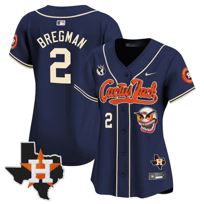 Camisa MLB Women’s Houston Cactus Jack Patch Vapor Premier Limited Jersey V6 – Stitched