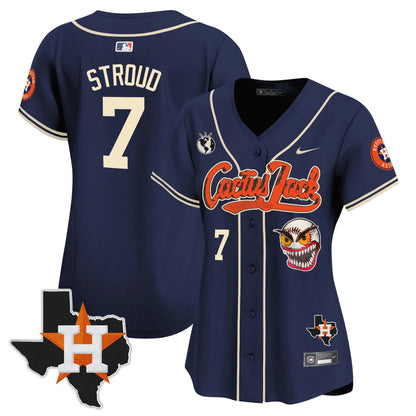Camisa MLB Women’s Houston Cactus Jack Patch Vapor Premier Limited Jersey V6 – Stitched
