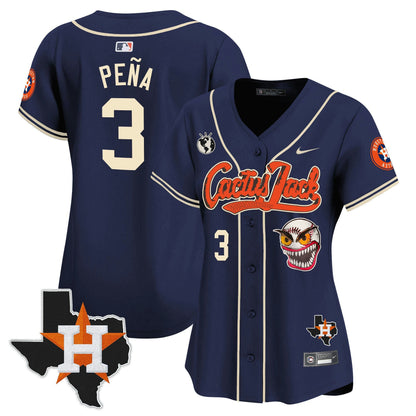 Camisa MLB Women’s Houston Cactus Jack Patch Vapor Premier Limited Jersey V6 – Stitched