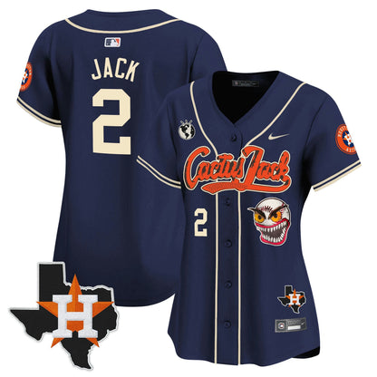 Camisa MLB Women’s Houston Cactus Jack Patch Vapor Premier Limited Jersey V6 – Stitched