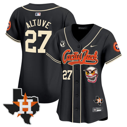 Camisa MLB Women’s Houston Cactus Jack Patch Vapor Premier Limited Jersey V6 – Stitched