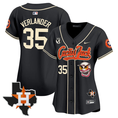 Camisa MLB Women’s Houston Cactus Jack Patch Vapor Premier Limited Jersey V6 – Stitched