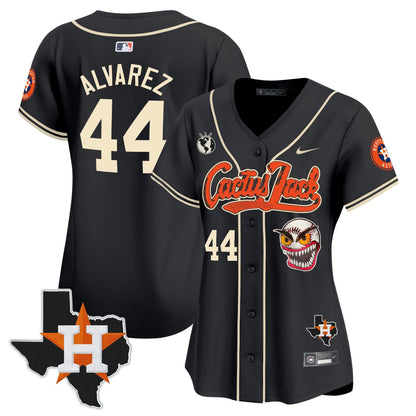 Camisa MLB Women’s Houston Cactus Jack Patch Vapor Premier Limited Jersey V6 – Stitched