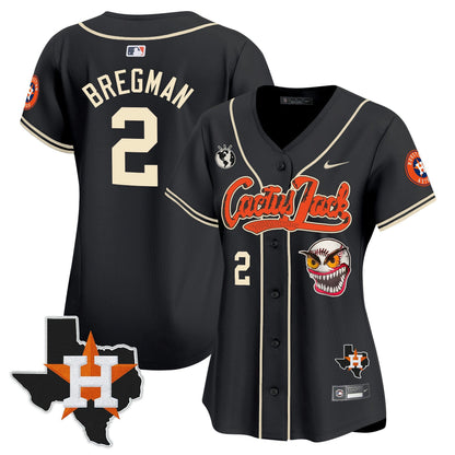 Camisa MLB Women’s Houston Cactus Jack Patch Vapor Premier Limited Jersey V6 – Stitched