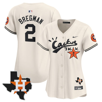 Camisa MLB Women’s Houston Cactus Jack Patch Vapor Premier Limited Jersey V7 – Stitched